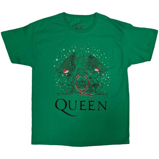 Queen Unisex T-Shirt: Holiday Crest - Queen - Merchandise -  - 5056737213157 - 