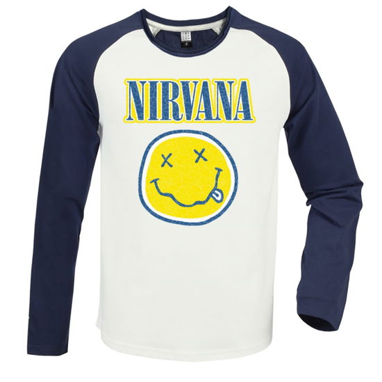 Nirvana 2 Tone Vintage White / Navy Small Baseball Jersey - Nirvana - Merchandise - AMPLIFIED - 5056770007157 - October 21, 2024