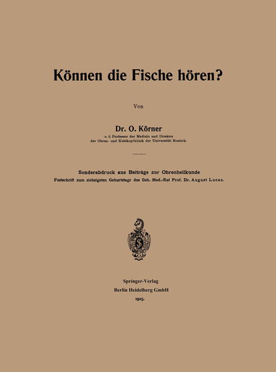 Cover for Otto Korner · Konnen die Fische horen? (Paperback Book) (1905)
