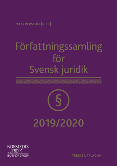 Cover for Mats Persson · Författningssamling för Svensk juridik : 2019/2020 (Paperback Book) (2019)