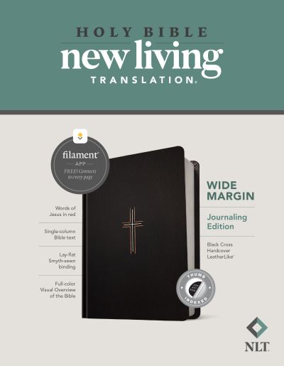 NLT Wide Margin Bible, Filament Enabled Edition (Red Letter, Hardcover LeatherLike, Black Cross, Indexed) - Tyndale - Books - Tyndale House Publishers - 9781496460158 - March 8, 2022