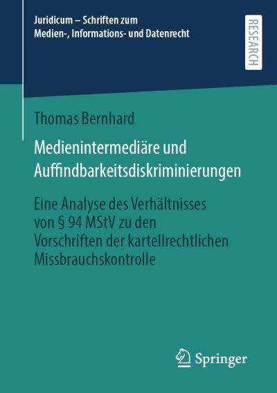 Cover for Thomas Bernhard · Medienintermediäre und Auffindbarkeitsdiskriminierungen (Buch) (2023)