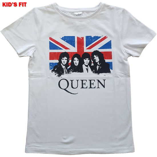 Cover for Queen · Queen Kids T-Shirt: Vintage Union Jack (White) (7-8 Years) (T-shirt) [size 7-8yrs] [White - Kids edition] (2023)