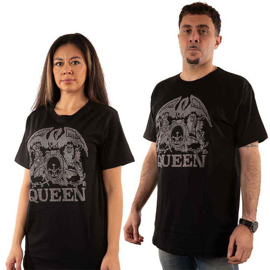 Queen Unisex T-Shirt: Crest (Embellished) - Queen - Marchandise -  - 5056561043159 - 