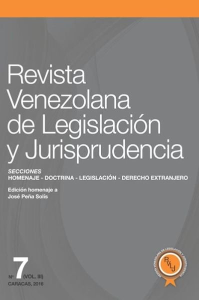 Cover for Luis Alfonso Herrera Orellana · Revista Venezolana de Legislacion Y Jurisprudencia N Degrees 7-III (Pocketbok) (2016)