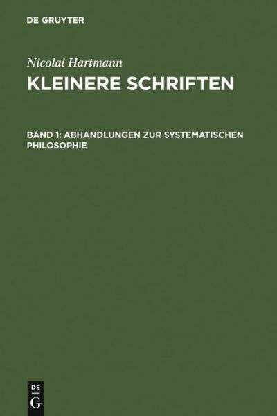 Cover for Nicolai Hartmann · Abhandlungen Zur Systematischen Philosophie (Hardcover Book) (1955)