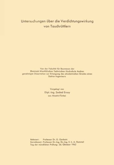 Cover for Sedad Garbotz · Untersuchungen UEber Die Verdichtungswirkung Von Tauchruttlern (Taschenbuch) [1964 edition] (1964)