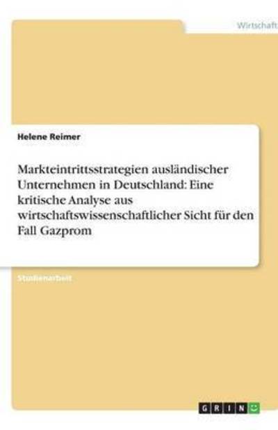 Cover for Reimer · Markteintrittsstrategien ausländ (Book) (2010)