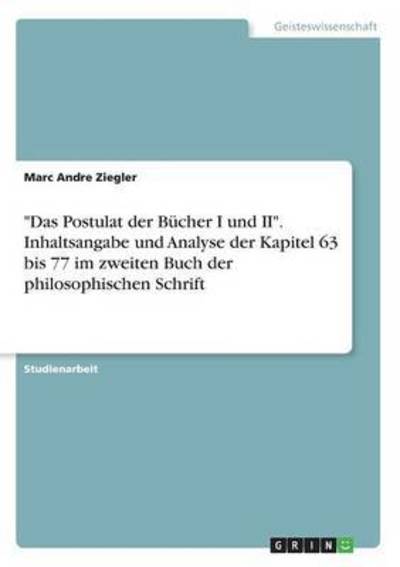 Cover for Ziegler · &quot;Das Postulat der Bücher I und (Book) (2016)