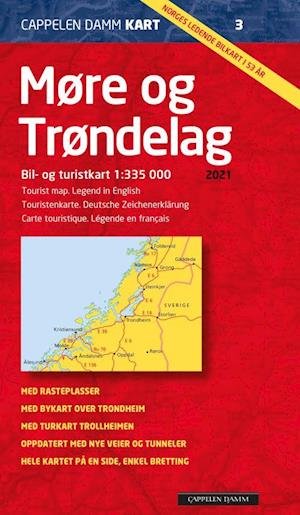 Cover for Cappelen Damm · CK: Møre og Trøndelag 2021 : bil- og turistkart = tourist map = Touristenkarte = carte touristique (Innbunden bok) (2021)