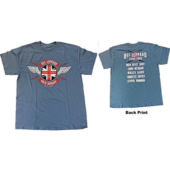 Cover for Def Leppard · Def Leppard Unisex T-Shirt: 2018 Tour Union Jack (Back Print) (Ex-Tour) (T-shirt) [size L] [Blue - Unisex edition]