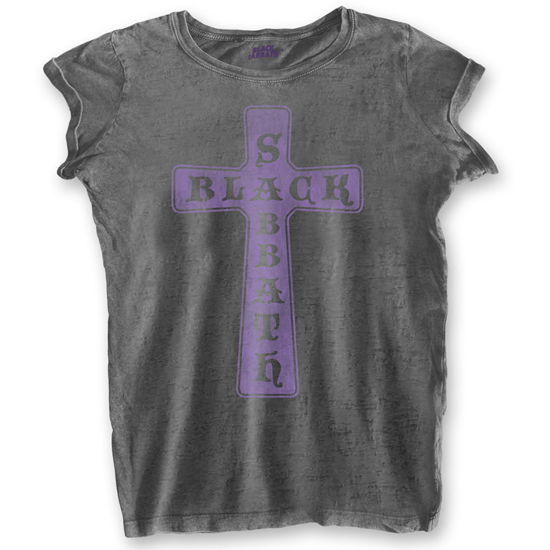 Black Sabbath Ladies T-Shirt: Vintage Cross (Burnout) - Black Sabbath - Merchandise -  - 5056561032160 - 