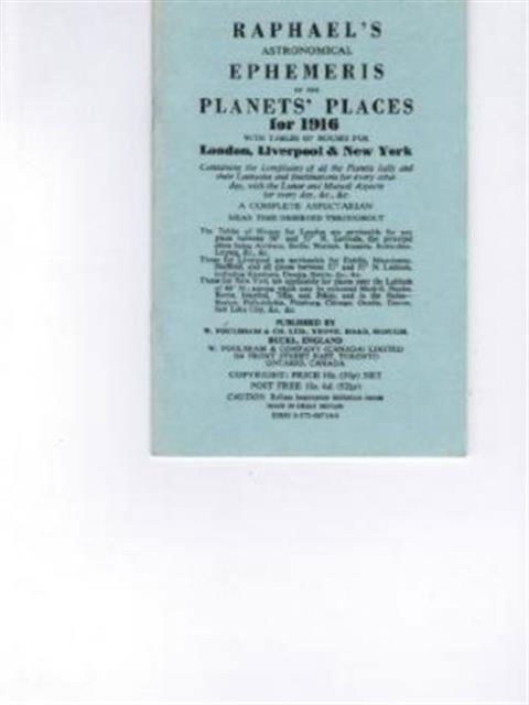 Cover for Edwin Raphael · Raphael's Astronomical Ephemeris: With Tables of Houses for London, Liverpool and New York (Paperback Book) [New edition] (1968)