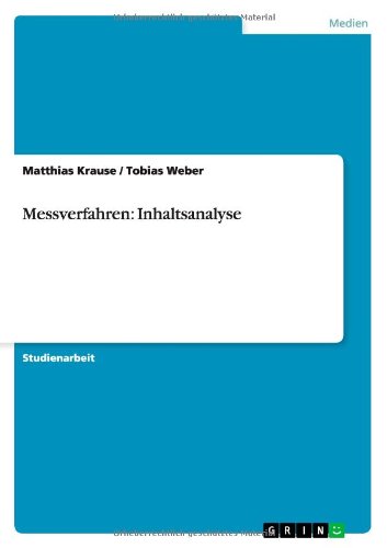 Cover for Krause, Matthias (Inter-American Development Bank, USA) · Messverfahren: Inhaltsanalyse (Paperback Book) [German edition] (2013)