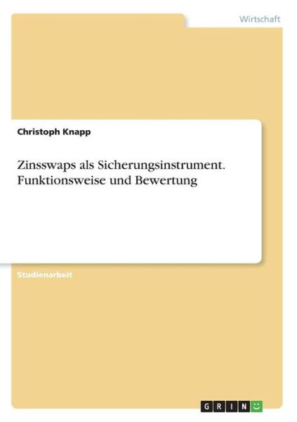 Cover for Knapp · Zinsswaps als Sicherungsinstrumen (Book) (2016)