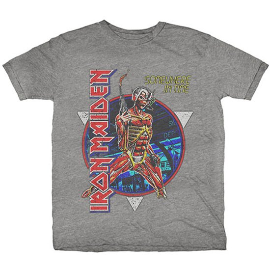 Iron Maiden Unisex T-Shirt: Somewhere in Time - Iron Maiden - Produtos - Global - Apparel - 5056170604161 - 14 de janeiro de 2020
