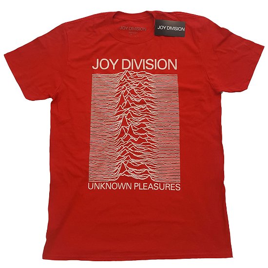 Joy Division Unisex T-Shirt: Unknown Pleasures White On Red - Joy Division - Merchandise -  - 5056368692161 - 