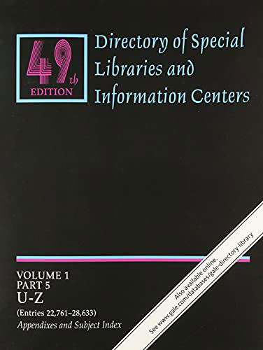 Cover for Gale Research Inc · Directory of Special Libraries and Information Centers Volume 1 in 5 parts (Paperback Book) (2021)