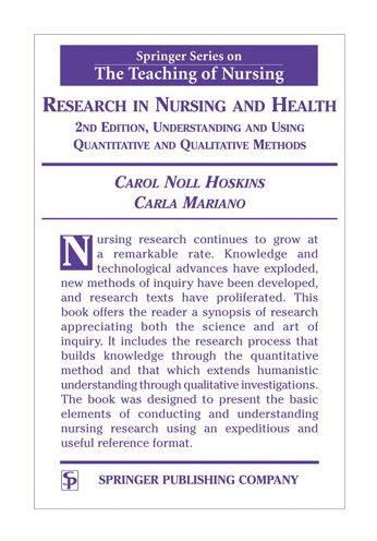 Cover for Carol Noll · Research in Nursing and Health: Understanding and Using Quantitative and Qualitative Methods - Springer Series on the Teaching of Nursing (Paperback Book) [2 New edition] (2004)