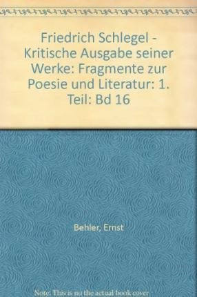 Cover for Friedrich Von Schlegel · Fragmente Zur Poesie Und Literatur (Hardcover bog) (1981)