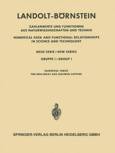 Cover for Henning Behrens · Numerische Tabellen Fur Beta-Zerfall Und Elektronen-Einfang / Numerical Tables for Beta-Decay and Electron Capture (Paperback Book) [Softcover Reprint of the Original 1st 1969 edition] (1969)