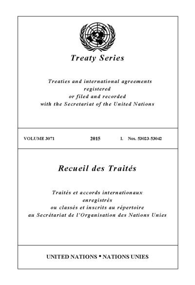 Cover for United Nations · Treaty Series 3071 (Book) (2022)