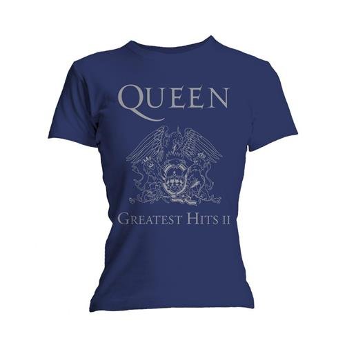 Cover for Queen · Queen Ladies T-Shirt: Greatest Hits II (Skinny Fit) (T-shirt) [size S] [Blue - Ladies edition] (2011)