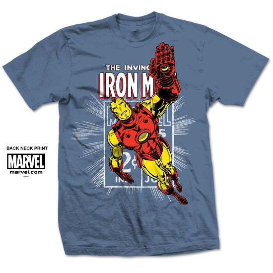 Cover for Marvel Comics · Marvel: Iron Man Stamp Blu (T-Shirt Unisex Tg. S) (N/A) [size S] [Blue - Unisex edition]