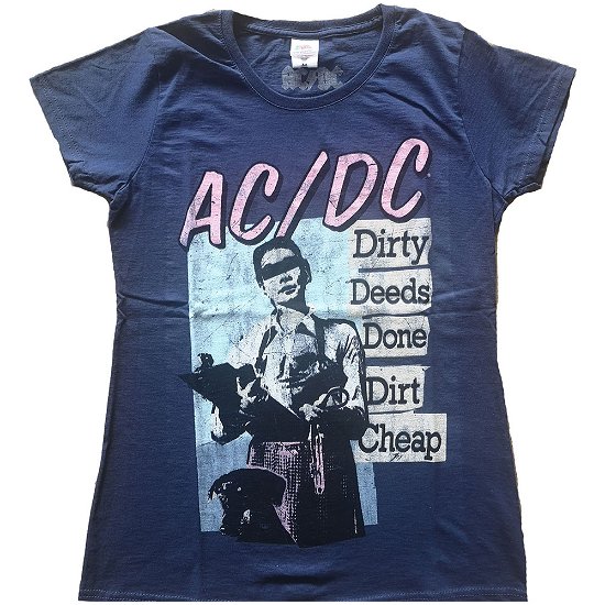 Cover for AC/DC · AC/DC Ladies T-Shirt: Vintage DDDDC (T-shirt) [size XS] [Blue - Ladies edition]