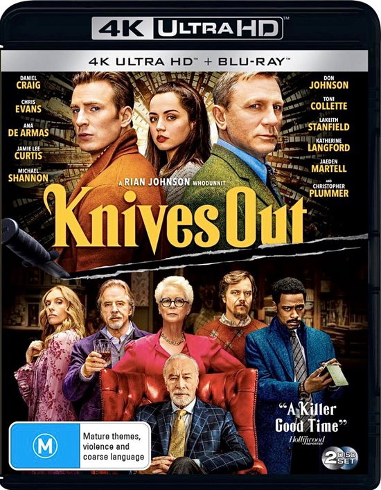 Cover for Craig, Daniel, Evans, Chris, Armas, Ana De, Curtis, Jamie Lee, Shannon, Michael, Johnson, Don, Collette, Toni, Stanfield, Lakeith, Plummer, Christopher, Langford, Katherine, Martell, Jaeden, Lindhome, Riki, Patterson, Edi, Oz, Frank, Callan, K, Johnson, · Knives out (4k / Blu-ray) (Blu-ray) (2020)