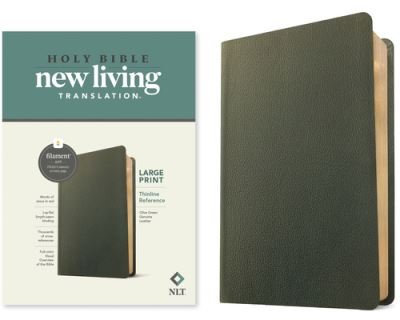 Cover for Tyndale · NLT Large Print Thinline Reference Bible, Filament Enabled Edition (Red Letter, Genuine Leather, Olive Green) (Book) (2023)