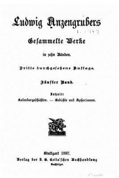 Cover for Ludwig Anzengruber · Ludwig Anzengrubers gesammelte Werke in zehn Banden (Paperback Book) (2016)