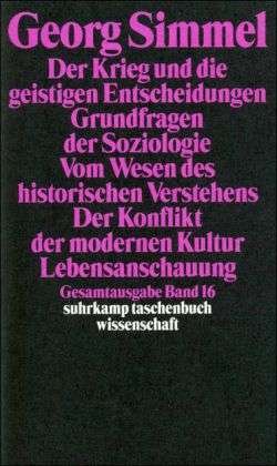 Cover for Georg Simmel · Suhrk.TB.Wi.0816 Simmel.Krieg u.d.geist (Book)