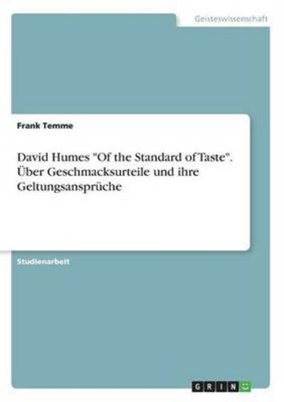 Cover for Temme · David Humes &quot;Of the Standard of T (Bog)
