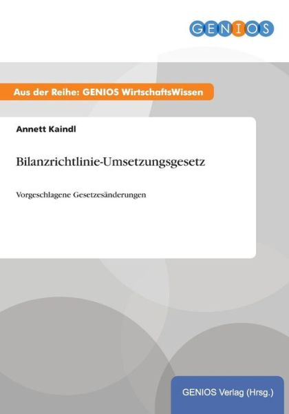 Cover for Annett Kaindl · Bilanzrichtlinie-Umsetzungsgesetz: Vorgeschlagene Gesetzesanderungen (Pocketbok) (2015)