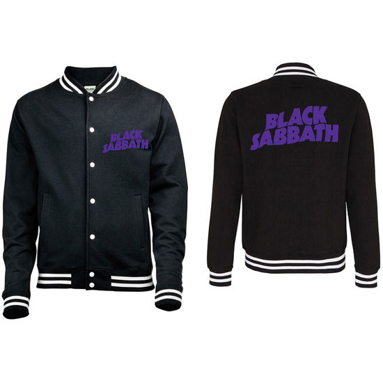 Cover for Black Sabbath · Black Sabbath Unisex Varsity Jacket: Wavy Logo (Back Print) (Klær) [size S] [Black - Unisex edition]