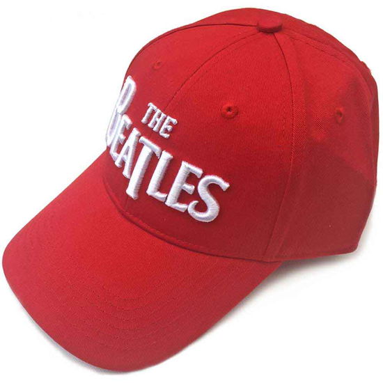 The Beatles Unisex Baseball Cap: White Drop T Logo (Red) - The Beatles - Koopwaar - Apple Corps - Accessories - 5056170626163 - 