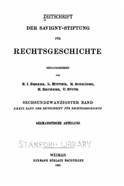 Cover for E I Bekker · Zeitschrift der Savigny-stiftung fur Rechtsgeschichte (Paperback Bog) (2016)