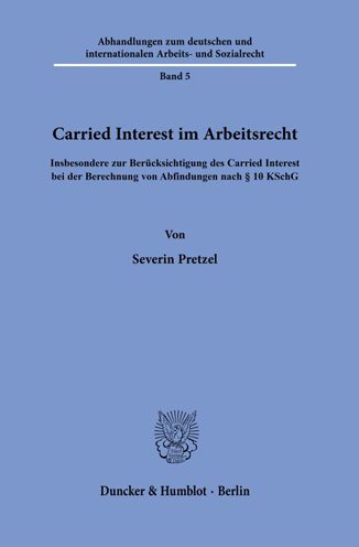 Cover for Severin Pretzel · Carried Interest Im Arbeitsrecht (Paperback Book) (2022)