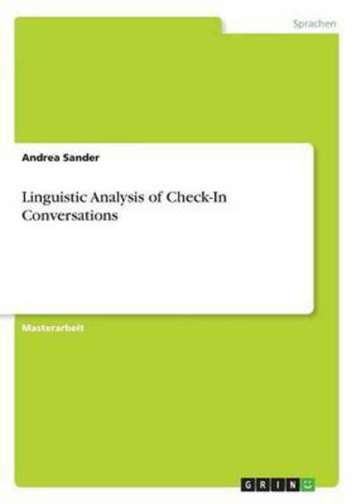 Cover for Sander · Linguistic Analysis of Check-In (Book) (2017)