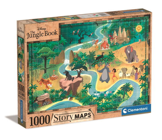 Cover for Disney · Puslespil Story Maps - The Jungle Book, 1000 brikker (Jigsaw Puzzle) (2024)