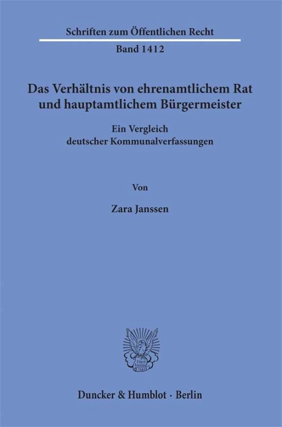 Cover for Janssen · Das Verhältnis von ehrenamtlich (Book) (2019)
