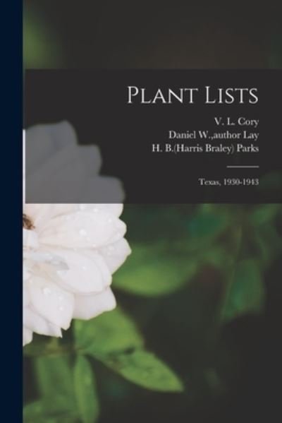 Cover for V L 1880-1964 Cory · Plant Lists (Paperback Bog) (2021)