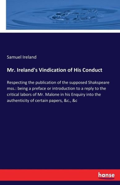 Cover for Ireland · Mr. Ireland's Vindication of Hi (Bog) (2017)
