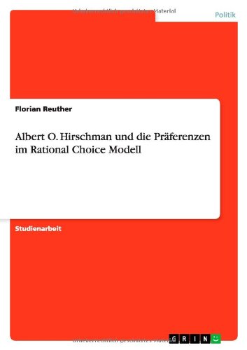 Cover for Reuther · Albert O. Hirschman und die Prä (Book) [German edition] (2010)