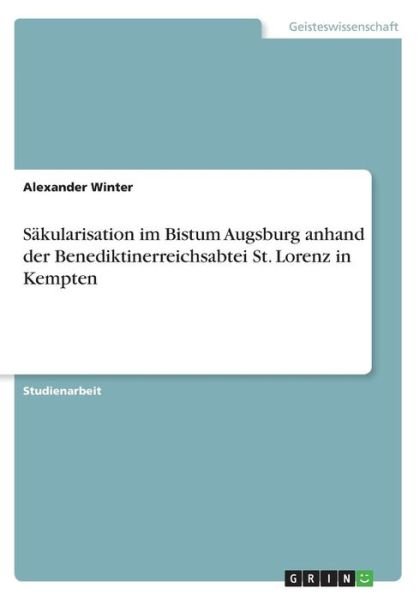 Cover for Winter · Säkularisation im Bistum Augsbur (Bog) (2016)