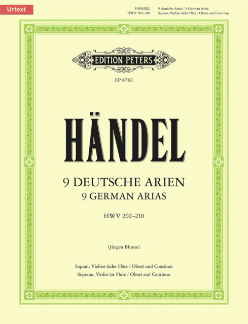 9 German Arias HWV 202-210 - Georg Friedrich Händel - Książki - Edition Peters - 9790014071165 - 12 kwietnia 2001