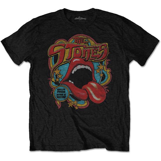 The Rolling Stones Unisex T-Shirt: Retro 70s Vibe (Soft Hand Inks) - The Rolling Stones - Merchandise - Bravado - 5056170625166 - 8. Januar 2018