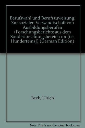 Cover for Ulrich Beck · Berufswahl und Berufszuweisung (Book) (1979)