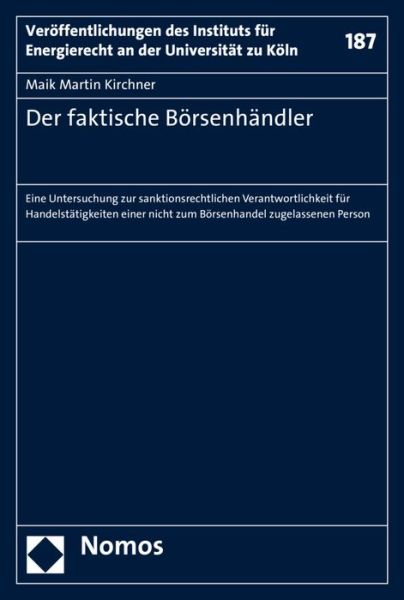 Cover for Kirchner · Der faktische Börsenhändler (Book) (2016)